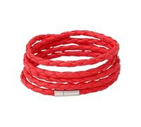 HUIANGLIYG Bracciale Avvolgente In Pelle Intrecciata Boho Per Donna E Uomo, Semplice Bracciale Multistrato In Pelle Con Chiusura Regolabile, Fatto A Mano, Vintage, Regalo, Rosso, 100 Cm
