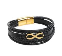 HUIANGLIYG Bracciale Cuoio Uomo,Bracciale da Uomo in Pelle con Numero 8 e infinito, Nero, Multistrato, intrecciato, Classico, Fatto A Mano, in Corda intrecciata, Regalo per Ragazzi, Accessori per Lu