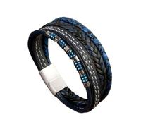 HUIANGLIYG Bracciale Cuoio Uomo,Bracciale da Uomo in Pelle intrecciata A Più Strati, Fatto A Mano, in Vera Pelle, con Corda intrecciata A Più Fili, Idea Regalo Vintage Punk per La Festa Del Papà,