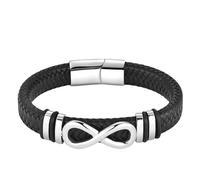 HUIANGLIYG Bracciale Cuoio Uomo,Bracciale da Uomo in Pelle Nera intrecciata con Nodo infinito, Classico, Fatto A Mano, Polsino intrecciato, Alla Moda, Largo, Gioiello da Regalo Al Marito da Parte De