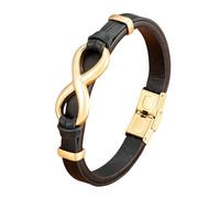 HUIANGLIYG Bracciale Cuoio Uomo,Bracciale da Uomo in Vera Pelle con infinito, Classico, Fatto A Mano, in Corda intrecciata, con Numero 8, Bracciale Rigido Vintage Punk, Gioiello Affascinante per Cop