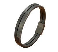 HUIANGLIYG Bracciale Cuoio Uomo,Bracciale in Vera Pelle Fatto A Mano per Uomo, Nero, Classico, da Lavoro, A Doppio Strato, con Fibbia, Casual, Impilabile, Regalo per Ragazzi, Accessori per Lui, Nero