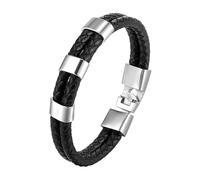 HUIANGLIYG Bracciale Cuoio Uomo,Bracciale in Vera Pelle per Uomo, Classico Bracciale intrecciato A Doppia Fila, Casual, da Lavoro, con Chiusura Magnetica, Regalo per Ragazzi, Accessori per Lui, 3 Ac