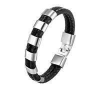 HUIANGLIYG Bracciale Cuoio Uomo,Bracciale in Vera Pelle per Uomo, Classico Bracciale intrecciato A Doppia Fila, Casual, da Lavoro, con Chiusura Magnetica, Regalo per Ragazzi, Accessori per Lui, 6 Ac