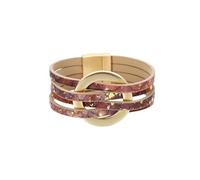 HUIANGLIYG Bracciale da Donna in Pelle Multistrato con Ciondolo A Cerchio Dorato, Stile Boho, Fatto A Mano, intrecciato A Croce, Alla Moda, Ampio Braccialetto, Regalo per L'Uso Quotidiano, Outfit da