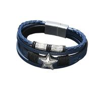 HUIANGLIYG Bracciale da Polso Avvolgente in Pelle intrecciata Multistrato per Uomo, Bracciale in Pelle con Ciondolo A Stella e Chiusura Magnetica, Bracciale Rigido Vintage Punk, Gioiello Regalo per