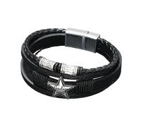 HUIANGLIYG Bracciale da Polso in Pelle intrecciata Multistrato da Uomo con Ciondolo A Stella e Chiusura Magnetica, Stile Vintage Punk, Bracciale Rigido, Gioiello Regalo per Papà, Marito, Figlio, Ne