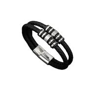 HUIANGLIYG Bracciale da Uomo A Doppio Strato in Pelle Nera intrecciata con perline e Chiusura Magnetica. elegante Gioiello Classico da Uomo, Regalo Premuroso per Papà, Marito, Figlio, Fidanzato. Ne