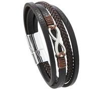 HUIANGLIYG Bracciale da Uomo con Simbolo Dell'Amore infinito, Multistrato, intrecciato, in Vera Pelle, Numero 8, Bracciale Rigido per Partner, Uomo e Donna, Regalo di Compleanno, Caffè, 21,5 Cm