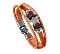 HUIANGLIYG Bracciale da Uomo in Pelle Bovina con Stella, intrecciato A Mano, con Chiusura Regolabile, Stile Vintage Punk, Un Regalo Premuroso per Papà, Marito O Fidanzato.