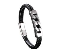 HUIANGLIYG Bracciale da Uomo in Pelle con Catena Cubana Braccialetti in Pelle intrecciata Fatti A Mano Braccialetti Gotici con Polsino Cavo Accessorio Alla Moda per Feste da indossare Tutti I Giorni