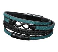 HUIANGLIYG Bracciale Da Uomo In Pelle Con Infinito, Multistrato, Intrecciato, Con Chiusura Magnetica, Punk, Numero 8, Braccialetti Rigidi, Regali Per Uomo E Donna, Verde, 20 Cm