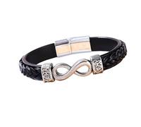 HUIANGLIYG Bracciale da Uomo in Pelle con Nodo infinito, Classico Braccialetto intrecciato A Doppio Strato Fatto A Mano con Fibbia Magnetica, Braccialetto da Polso Numero 8, Regalo per Uomo, Ragazzo