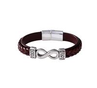 HUIANGLIYG Bracciale da Uomo in Pelle con Nodo infinito, Classico Braccialetto intrecciato A Doppio Strato Fatto A Mano con Fibbia Magnetica, Braccialetto da Polso Numero 8, Regalo per Uomo, Ragazzo