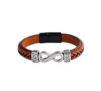 HUIANGLIYG Bracciale da Uomo in Pelle con Nodo infinito, Classico Braccialetto intrecciato A Doppio Strato Fatto A Mano con Fibbia Magnetica, Braccialetto da Polso Numero 8, Regalo per Uomo, Ragazzo