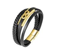 HUIANGLIYG Bracciale da Uomo in Pelle con Nodo infinito, Multistrato, intrecciato A Mano, con Chiusura Magnetica, Classico Bracciale Rigido con Numero 8, per Coppia, Amicizia, Regalo di Compleanno,