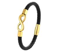 HUIANGLIYG Bracciale Da Uomo In Pelle Con Nodo Infinito, Simbolo Dell'Amore Infinito, Bracciale Rigido Classico In Pelle Intrecciata, Gioielli Da Uomo Per Compleanno, Natale, Oro 21 Cm