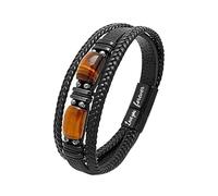 HUIANGLIYG Bracciale Da Uomo In Pelle Con Perline Di Pietre Preziose In Occhio Di Tigre Naturale, Bracciale Intrecciato Multistrato Con Chiusura Magnetica, Regalo Per Lui Ti Amo Per Sempre, 23 Cm