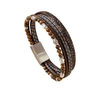 HUIANGLIYG Bracciale da Uomo in Pelle con Pietra Naturale, Multistrato, intrecciato, Fatto A Mano, Braccialetto Portafortuna Vintage, Regalo per Papà, Marito, Fidanzato, Fratelli, Pietra Occhio di