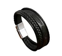 HUIANGLIYG Bracciale da Uomo in Pelle con Piuma incisa, Multistrato, in Corda di Pelle intrecciata, Largo, Classico, Fatto A Mano, Bracciale da Lavoro, Regali per Uomini, Ragazzi, Lui, Accessori, Ne