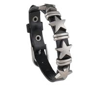 HUIANGLIYG Bracciale da Uomo in Pelle di Vacchetta intrecciata con Fibbia Regolabile, Braccialetti in Pelle Gotica Punk con Pentagramma, Bracciale Avvolgente Vintage per Lui O per Lei, Accessorio Ne