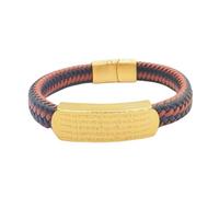 HUIANGLIYG Bracciale da Uomo in Pelle Fatto A Mano, intrecciato, con Chiusura Magnetica, inciso A Cinque Vie, dio Della Ricchezza, Gioiello personalizzato, Regalo per Marito, Fidanzato, Papà, Amico