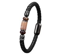 HUIANGLIYG Bracciale Da Uomo In Pelle Intrecciata Con Chiusura Magnetica, Perline Di Agata Naturale, Bracciale Minimalista In Pelle Intrecciata Fatto A Mano, Regali Per Uomo E Donna, Colore J, 21 Cm