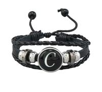 HUIANGLIYG Bracciale da Uomo in Pelle intrecciata con iniziali incise, Regolabile, Braccialetti con Lettere Az, Multistrato, intrecciato, per Coppia, Gioielli Dell'Amicizia, Regalo di Compleanno, Le