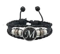 HUIANGLIYG Bracciale da Uomo in Pelle intrecciata con iniziali incise, Regolabile, Braccialetti con Lettere Az, Multistrato, intrecciato, per Coppia, Gioielli Dell'Amicizia, Regalo di Compleanno, Le
