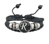 HUIANGLIYG Bracciale da Uomo in Pelle intrecciata con iniziali incise, Regolabile, Braccialetti con Lettere Az, Multistrato, intrecciato, per Coppia, Gioielli Dell'Amicizia, Regalo di Compleanno, Le