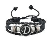 HUIANGLIYG Bracciale da Uomo in Pelle intrecciata con iniziali incise, Regolabile, Braccialetti con Lettere Az, Multistrato, intrecciato, per Coppia, Gioielli Dell'Amicizia, Regalo di Compleanno, Le