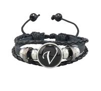 HUIANGLIYG Bracciale da Uomo in Pelle intrecciata con iniziali incise, Regolabile, Braccialetti con Lettere Az, Multistrato, intrecciato, per Coppia, Gioielli Dell'Amicizia, Regalo di Compleanno, Le