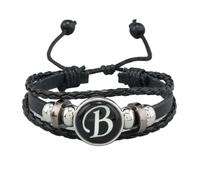 HUIANGLIYG Bracciale da Uomo in Pelle intrecciata con iniziali incise, Regolabile, Braccialetti con Lettere Az, Multistrato, intrecciato, per Coppia, Gioielli Dell'Amicizia, Regalo di Compleanno, Le