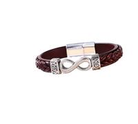 HUIANGLIYG Bracciale da Uomo in Vera Pelle con Nodo infinito, Fatto A Mano, intrecciato, con Chiusura Magnetica, Classico Bracciale Rigido con Numero 8, Regalo per Ragazzi, Accessori per Lui, Rosso