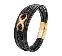HUIANGLIYG Bracciale da Uomo in Vera Pelle infinity, Multistrato, intrecciato, con Corda in Pelle, con Numero 8, Fatto A Mano, per Uomo, Regalo di Compleanno per Marito e Padre, Accessori in Pelle N
