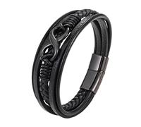 HUIANGLIYG Bracciale da Uomo in Vera Pelle infinity, Multistrato, intrecciato, con Corda in Pelle, con Numero 8, Fatto A Mano, per Uomo, Regalo di Compleanno per Marito e Padre, in Pelle Nera Acces