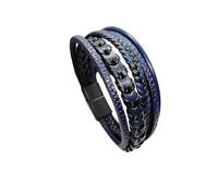 HUIANGLIYG Bracciale da Uomo in Vera Pelle Multistrato intrecciato Fatto A Mano, Classico Braccialetto Avvolgente Fatto A Mano con Chiusura Magnetica per La Festa Del Papà, Regali di Compleanno,
