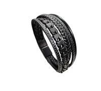 HUIANGLIYG Bracciale da Uomo in Vera Pelle Multistrato intrecciato Fatto A Mano, Classico Braccialetto Avvolgente Fatto A Mano con Chiusura Magnetica per Regali di Compleanno per La Festa Del Papà,
