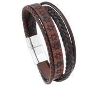HUIANGLIYG Bracciale da Uomo in Vera Pelle Stampata A Forma di Stella A 6 Punte, Multifilo, intrecciato A Mano, Stile Vintage, Amuleto Vichingo, per La Festa Del Papà, Regalo Commemorativo, Marrone