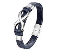 HUIANGLIYG Bracciale In Pelle Con Ciondolo Infinity Love Per Uomo E Donna, Con Nodo Infinito, Bracciale In Pelle Per Amicizia, Per Fidanzato, Marito, Fidanzato, 21 Cm/8,26 Pollici, Blu-Argento 21 Cm