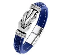 HUIANGLIYG Bracciale In Pelle Con Nodo Infinito Per Uomo, Bracciale Vintage In Pelle Intrecciata, Braccialetto Per Sempre Collegato Insieme, Regalo Per Uomo, Padre, Marito, Blu, 23 Cm