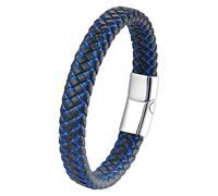 HUIANGLIYG Bracciale In Pelle Intrecciata Per Uomo E Donna, Classico Bracciale Rigido Intrecciato A Mano Con Chiusura Magnetica, Regalo Motivazionale E Di Incoraggiamento Per Uomo, Blu-Bianco, 19 Cm