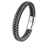HUIANGLIYG Bracciale In Pelle Intrecciata Per Uomo E Donna, Classico Bracciale Rigido Intrecciato A Mano Con Chiusura Magnetica, Regalo Motivazionale E Di Incoraggiamento Per Uomo, Bianco, 19 Cm