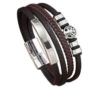 HUIANGLIYG Bracciale In Pelle Life Tree Per Uomo E Donna, Multistrato, Intrecciato, Con Chiusura Magnetica, Bracciale Bohémien, Classico, Fatto A Mano, Gioielli, Regali, Caffè, 20 Cm
