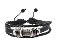 HUIANGLIYG Bracciale in Vera Pelle per Uomo, Regolabile, Fatto A Mano, con Maglie intrecciate, Braccialetti con Ciondoli, Braccialetti Gotici in Pelle, Regalo per Ragazzi, Accessori per Gioielli, Ne