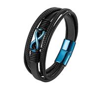 HUIANGLIYG Bracciale infinito in Vera Pelle per Uomo, Multistrato, intrecciato, con Numero 8, Simbolo Dell'Amore, Regalo da Moglie A Marito, Blu, 21 Cm