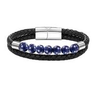 HUIANGLIYG Bracciale Uomo,Bracciale da Uomo con perline di Pietre Naturali, Braccialetti A Doppio Giro intrecciati in Vera Pelle, Braccialetti intrecciati A Mano con Cristalli Naturali, Gioielli per