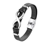 HUIANGLIYG Bracciale Uomo,Bracciale da Uomo in Pelle con Nodo infinito, Regolabile, A Doppia Fila, intrecciato, con Chiusura, Numero 8, Fatto A Mano, per Coppie, Regalo di Compleanno, Argento, 22 Cm