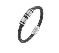 HUIANGLIYG Bracciale Uomo,Bracciale da Uomo in Pelle intrecciata Nera, Semplice, Fatto A Mano, intrecciato, con Accessori, Vintage, Punk, Hip Hop, Bracciale Rigido, Regalo per ragazzo, Ragazzi, Ac