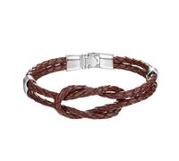 HUIANGLIYG Bracciale Uomo,Bracciale da Uomo in Vera Pelle con Nodo infinito, Classico Braccialetto intrecciato A Doppia Fila Fatto A Mano, Simbolo Dell'Amore, Regalo da Moglie A Marito, Marrone, 21